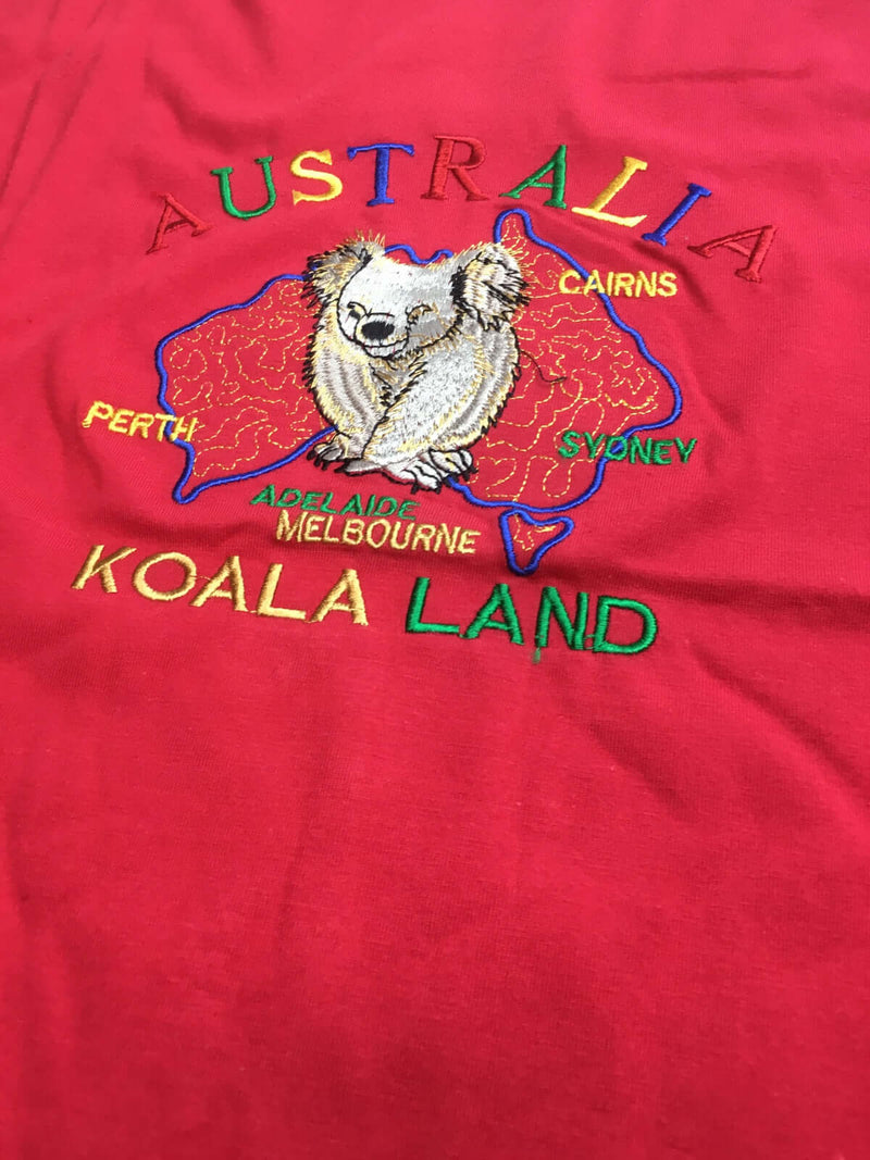 Load image into Gallery viewer, Adult Australia Koala Land T Shirt 100% Cotton Souvenir Tee Top - Red
