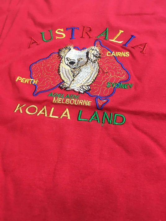 Adult Australia Koala Land T Shirt 100% Cotton Souvenir Tee Top - Red