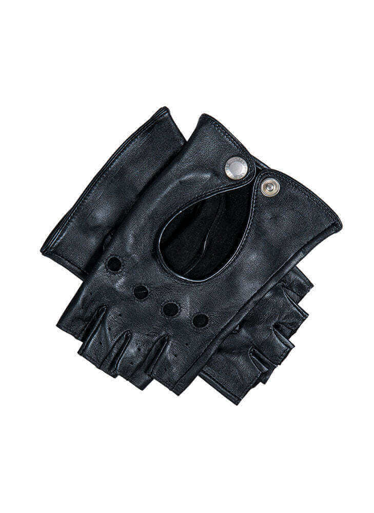 Load image into Gallery viewer, Dents Women’s Leather Fingerless Keyhole Driving Gloves - Black
