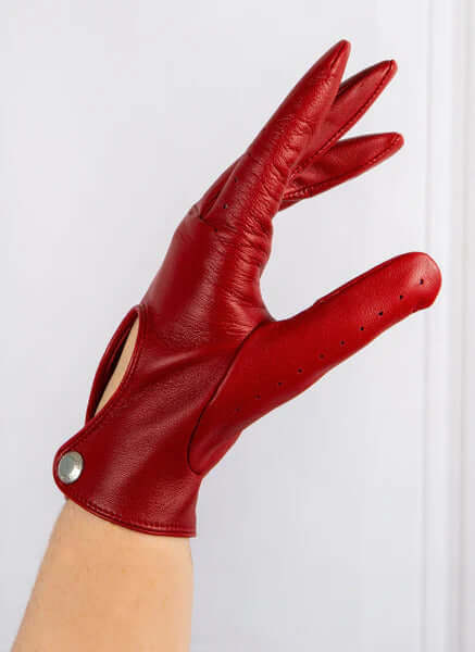 Load image into Gallery viewer, Dents Thruxton Womens Single Point Long Leather Gloves - Berry
