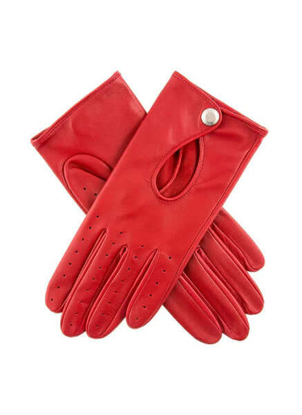 Dents Thruxton Womens Single Point Long Leather Gloves - Berry