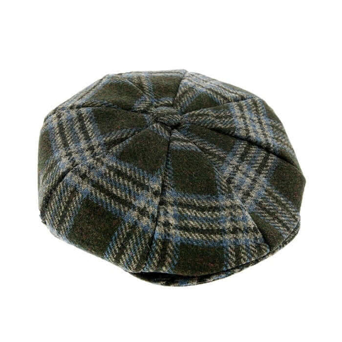 Dents Mens Abraham Moon Check Tweed Newsboy Cap Hat - Forest Green