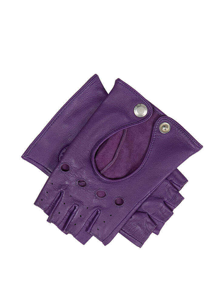 Load image into Gallery viewer, Dents Women’s Leather Fingerless Keyhole Driving Gloves - Amethyst
