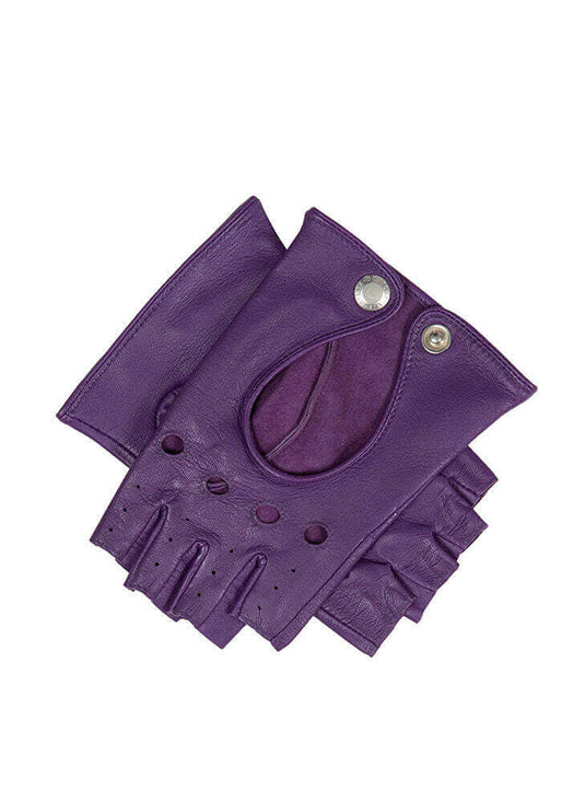 Dents Women’s Leather Fingerless Keyhole Driving Gloves - Amethyst