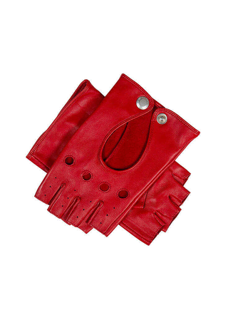 Load image into Gallery viewer, Dents Women’s Leather Fingerless Keyhole Driving Gloves - Berry
