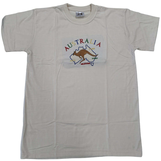 Adult Australia Kangaroo T Shirt Tee 100% Cotton Top Aussie Day - Beige