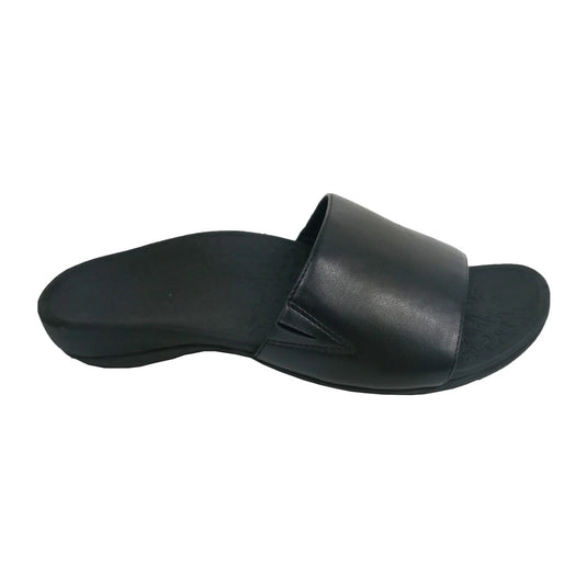 Axign Becky Elastic Orthotic Slides Thongs Flip Flops - Black