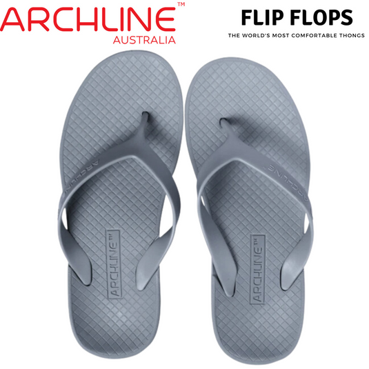 ARCHLINE Orthotic Flip Flops Thongs Arch Support Shoes Footwear - Grey | Adventureco