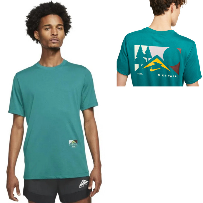 Nike Mens Dri-Fit Trail Running T-Shirt Top - Green | Adventureco