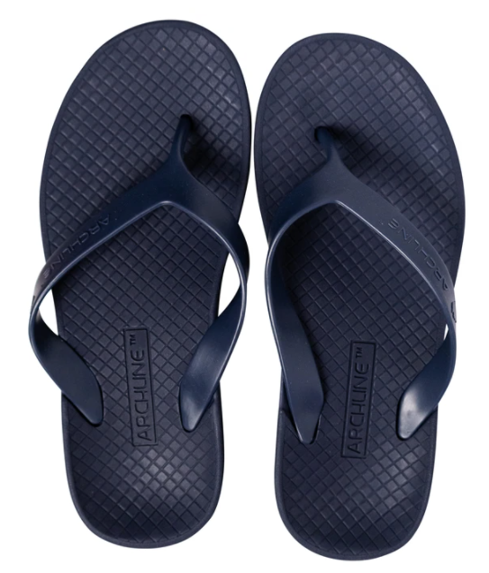 ARCHLINE Flip Flops Orthotic Thongs Arch Support Shoes Footwear - Navy | Adventureco