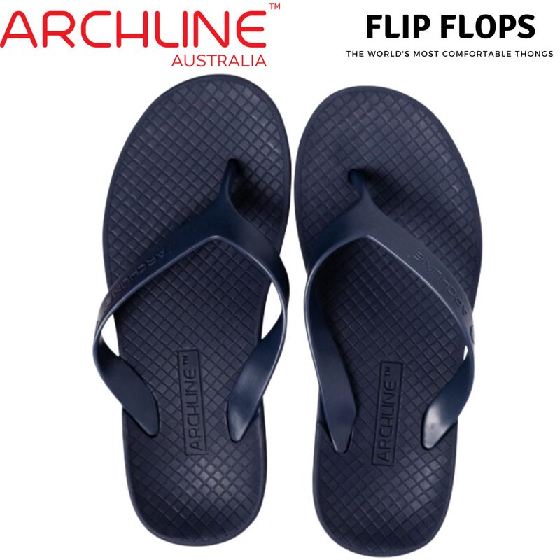 Load image into Gallery viewer, ARCHLINE Flip Flops Orthotic Thongs Arch Support Shoes Footwear - Navy
