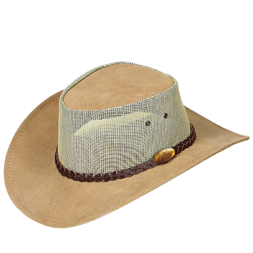 Load image into Gallery viewer, JACARU Summer Breeze Squashy Cooler Suede Leather Hat Brim Vented Mesh 1019
