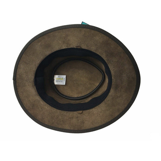 BARMAH Squashy Oiled Cattle Hide Leather Hat Outback Brim Foldable BOMBER