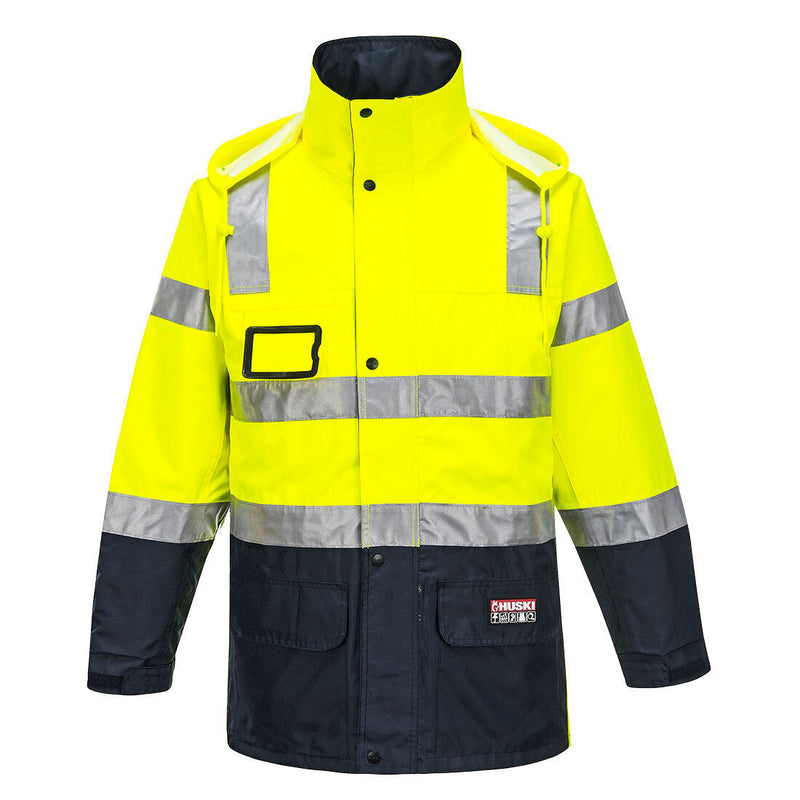 Load image into Gallery viewer, HUSKI Transit Hi Vis Waterproof Jacket Industrial Workwear Reflective UPF 50+
