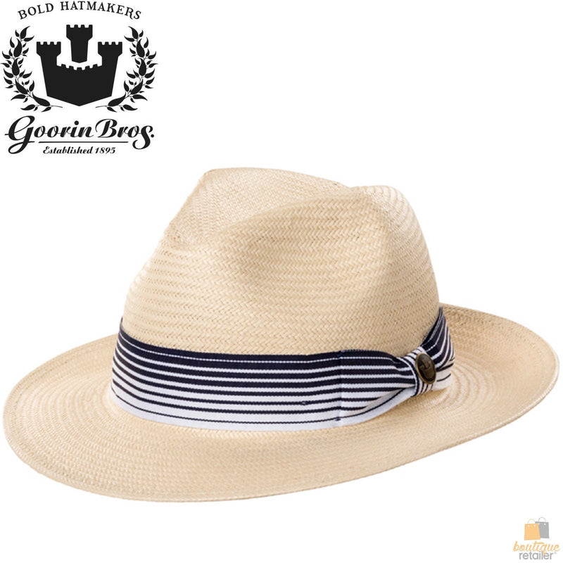 Load image into Gallery viewer, GOORIN BROTHERS Golden Set Natural Hat Trilby Fedora Bros 100-5779 Wide Brim | Adventureco
