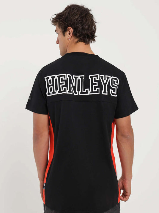 Henleys Mens Graduate T-Shirt Top Tee - Black