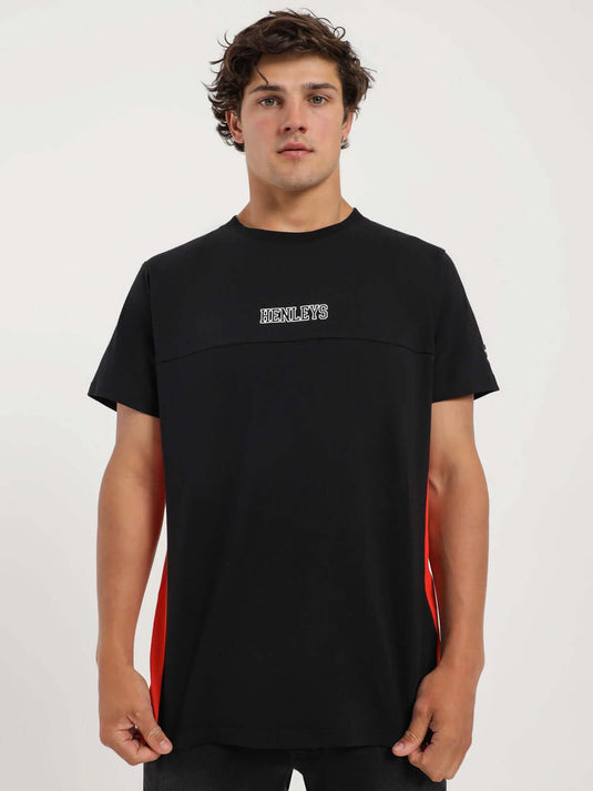 Henleys Mens Graduate T-Shirt Top Tee - Black