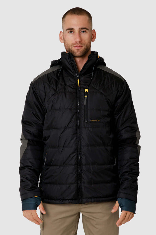 Caterpillar Mens Triton Quilted Insulated Puffer Jacket Waterproof - Black | Adventureco