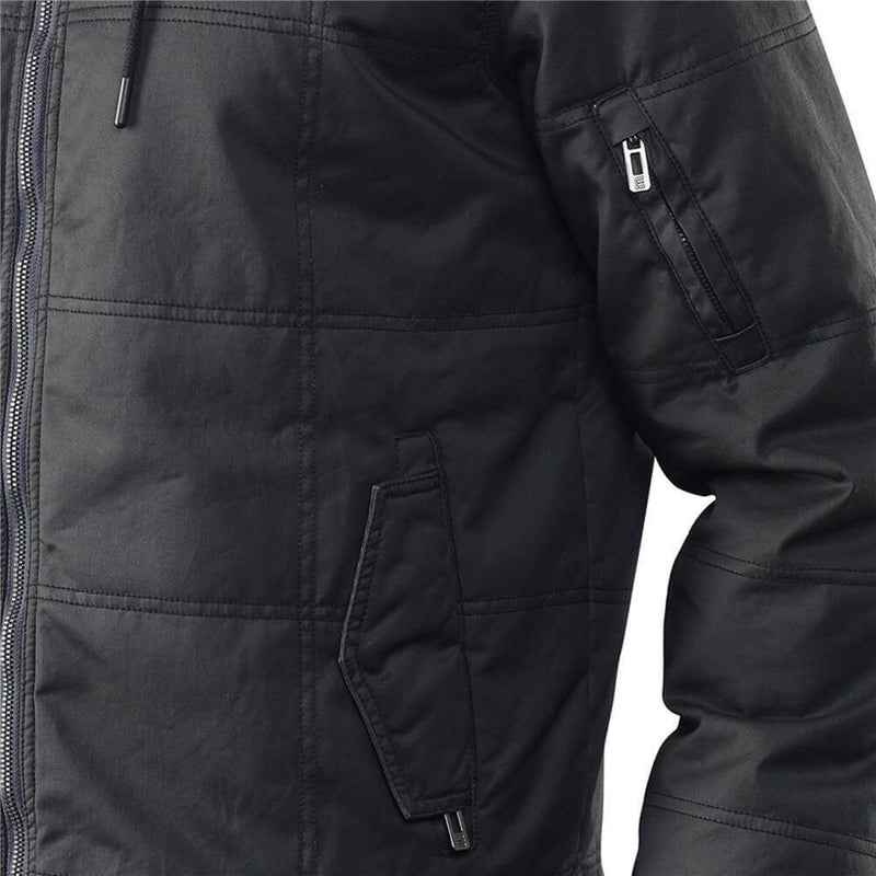 Load image into Gallery viewer, ELEVEN Mens Stormbreaker Quilted Twill Jacket w/ Hood - Black/Charcoal
