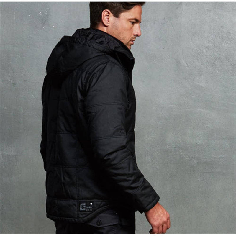 Load image into Gallery viewer, ELEVEN Mens Stormbreaker Quilted Twill Jacket w/ Hood - Black/Charcoal
