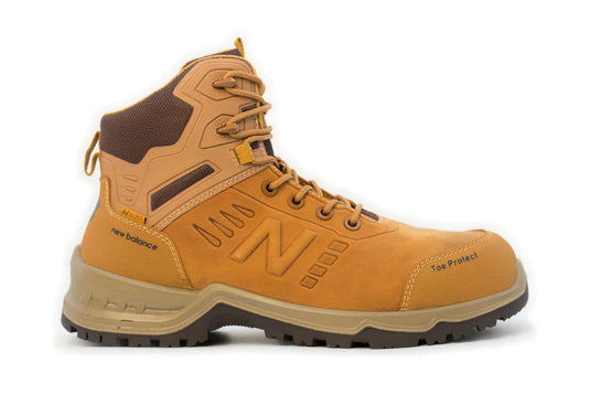 New Balance Mens Contour Steel Toe Cap Safety Work Boots with Zip - Wheat