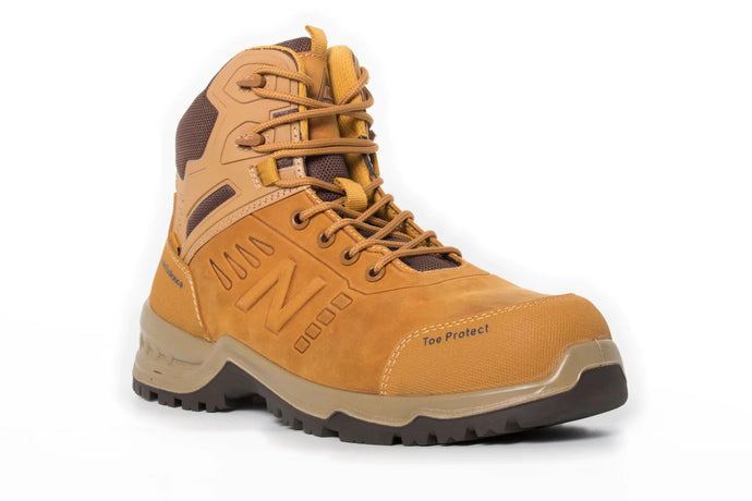 New Balance Mens Contour Steel Toe Cap Safety Work Boots with Zip - Wheat