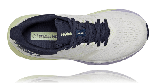 Hoka Womens Arahi 5 Running Shoes - Blanc De Blanc/Outer Space | Adventureco