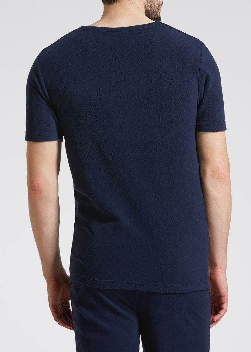 Load image into Gallery viewer, Mens Thermal Short Sleeve Top Microfleece Baselayer Underwear T Shirt - Navy
