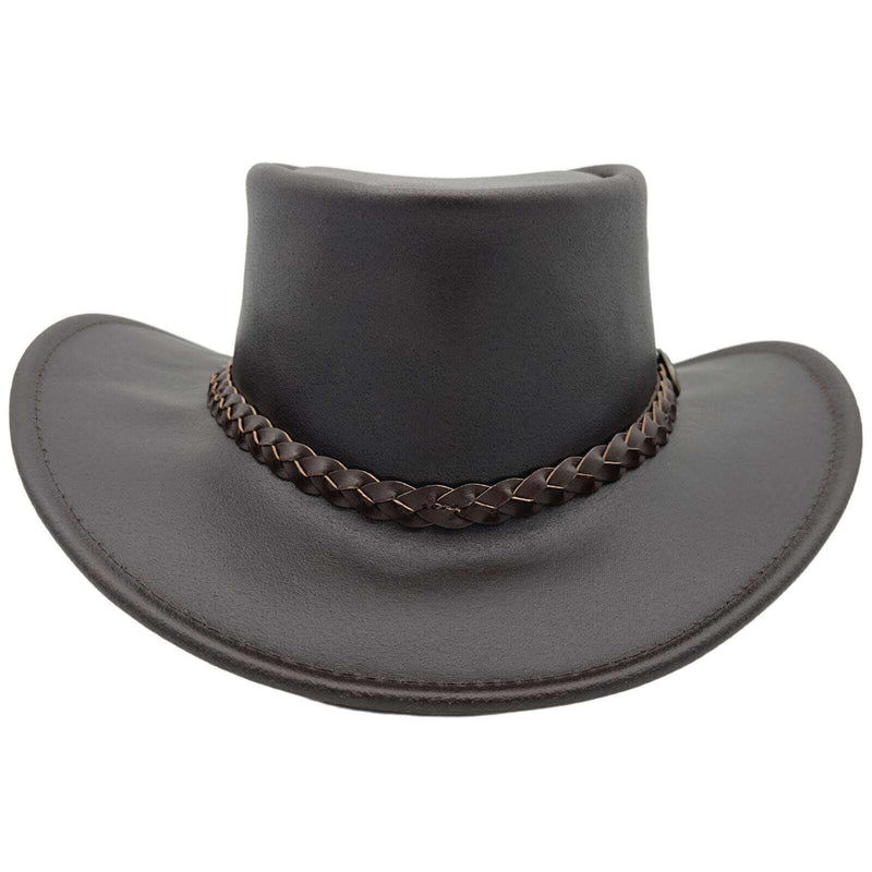 Load image into Gallery viewer, Jacaru Swagman Leather Outback Hat Wide Brim - Brown | Adventureco
