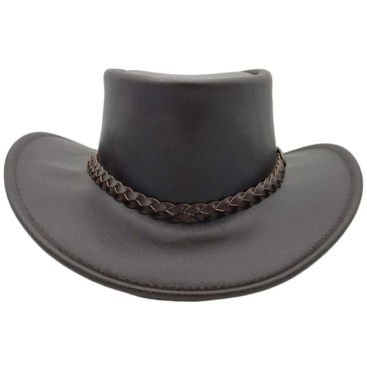 Jacaru Swagman Leather Outback Hat Wide Brim - Brown | Adventureco