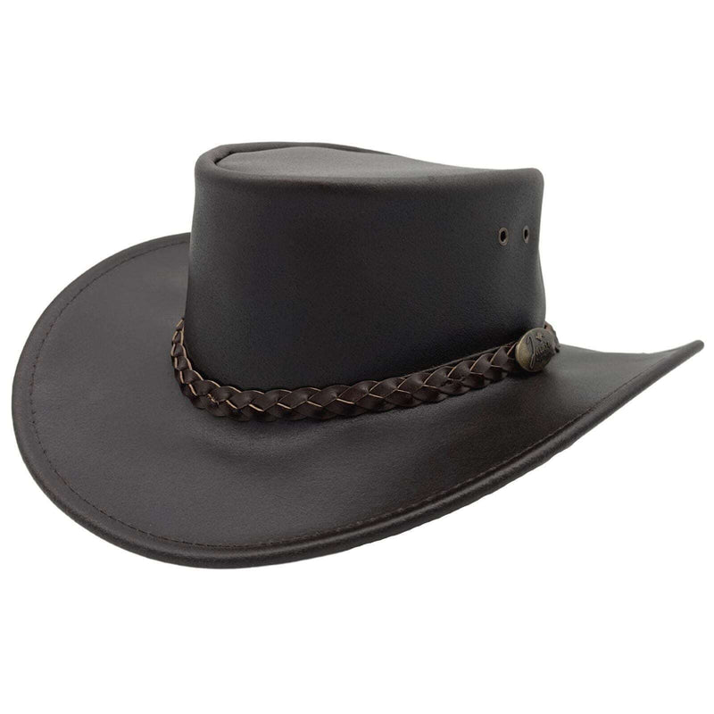 Load image into Gallery viewer, Jacaru Swagman Leather Outback Hat Wide Brim - Brown
