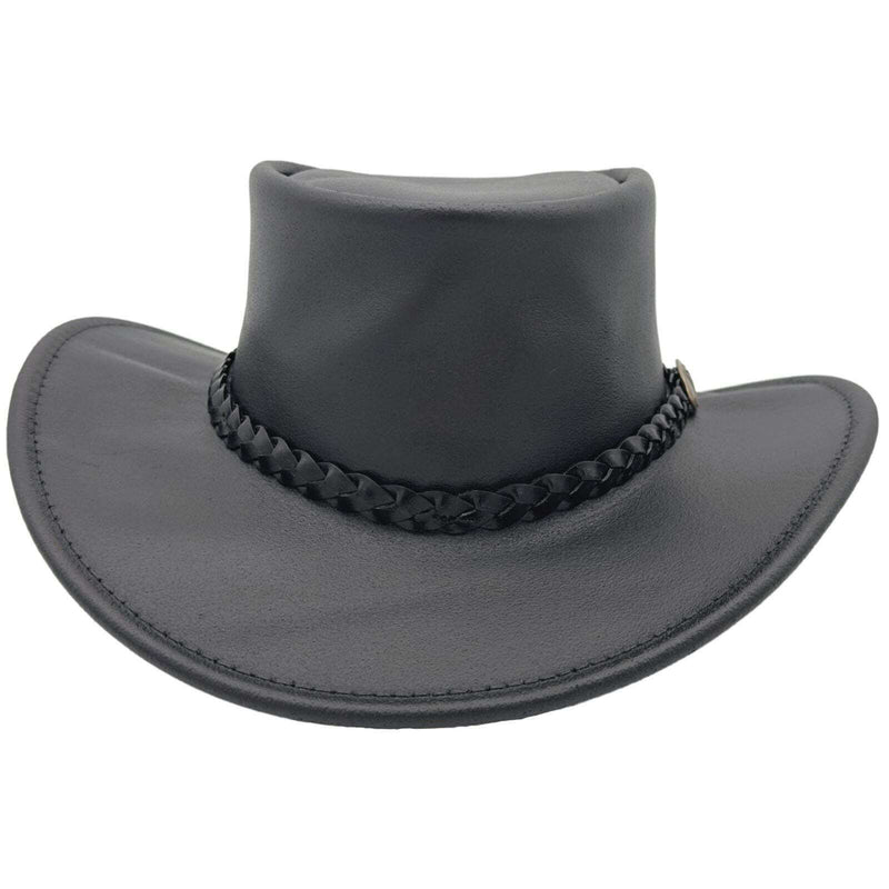 Load image into Gallery viewer, Jacaru Swagman Leather Outback Hat Wide Brim - Black | Adventureco
