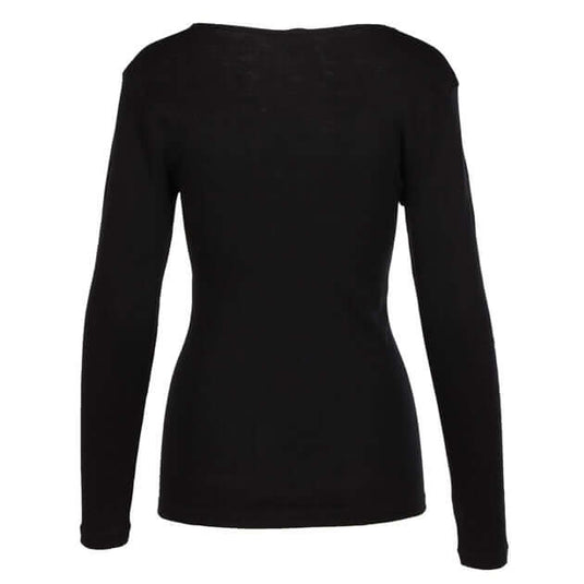 Ladies Long Sleeve Thermal Top – Black | Thermo Fleece®