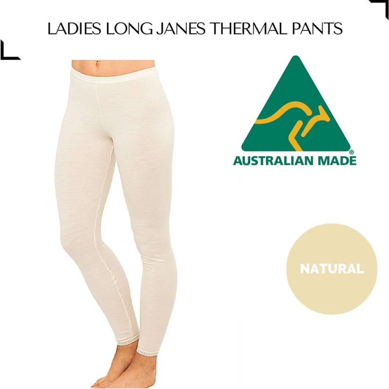 Load image into Gallery viewer, Merino Wool Blend Womens Thermal Pants - Natural

