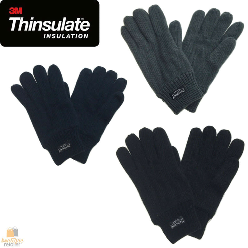 Load image into Gallery viewer, 3M THINSULATE Knitted Fleece Gloves Winter Warmers Snow Ski Thermal Plain
