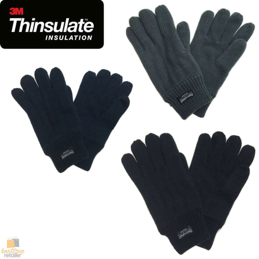 3M THINSULATE Knitted Fleece Gloves Winter Warmers Snow Ski Thermal Plain