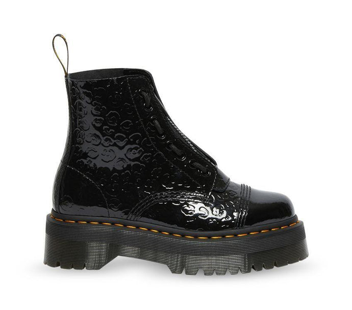 Dr Martens Womens Sinclair Jungle Boots Patent Lamper Leopard Emboss - Black