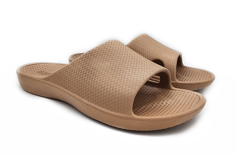 Load image into Gallery viewer, Archline Rebound Orthotic Slides Flip Flop Thongs Slip On Arch Support - Putty
