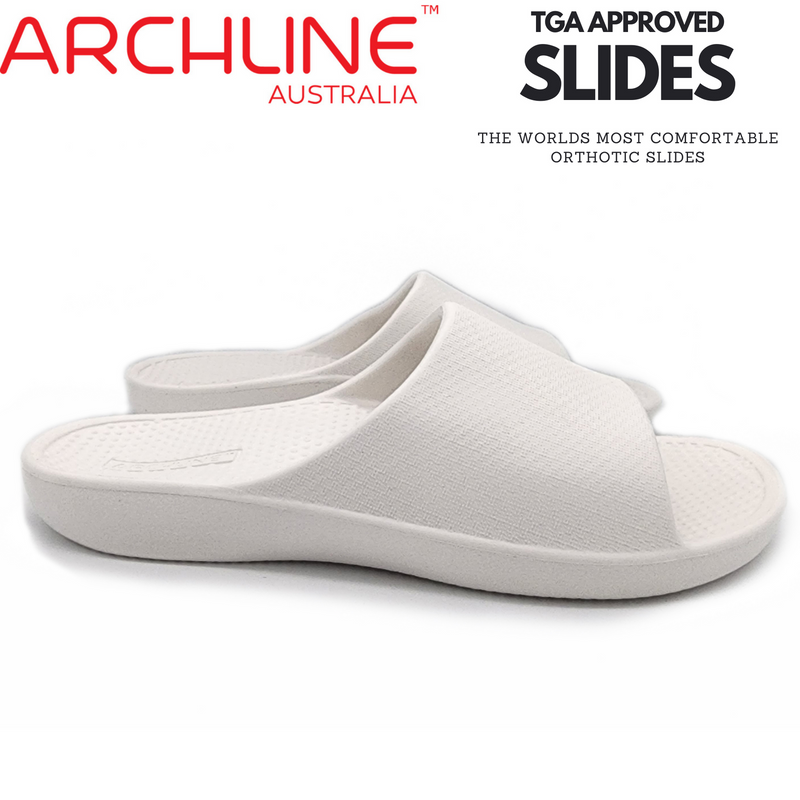 Load image into Gallery viewer, Archline Rebound Orthotic Slides Flip Flop Thongs Slip On Arch Support - White
