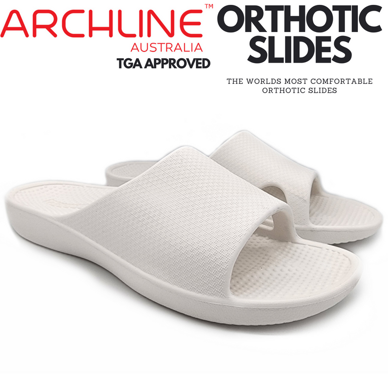 Load image into Gallery viewer, Archline Rebound Orthotic Slides Flip Flop Thongs Slip On Arch Support - White
