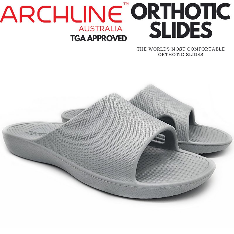 Load image into Gallery viewer, Archline Rebound Orthotic Slides Flip Flop Thongs Slip On Arch Support - Stone Grey
