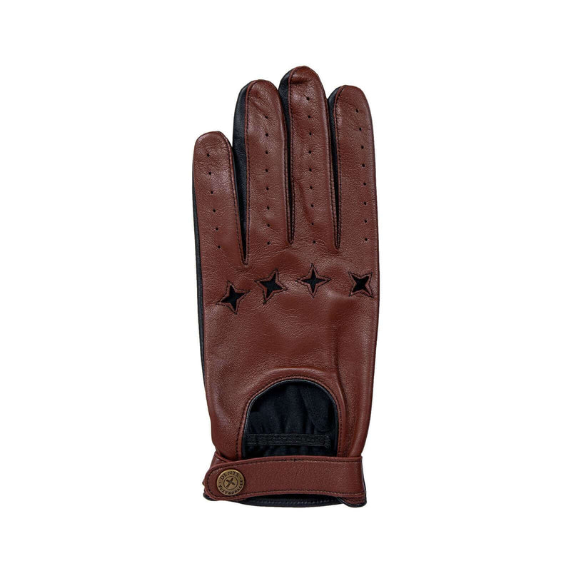 Load image into Gallery viewer, Dents Mens Suited Racer Touchscreen Leather Driving Gloves - Tan/Black
