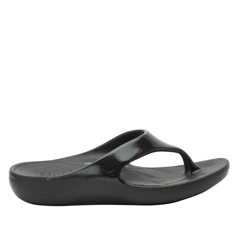 Load image into Gallery viewer, Alegria Womens Ode Flip Flop Thongs Summer Slip On - Black Gloss
