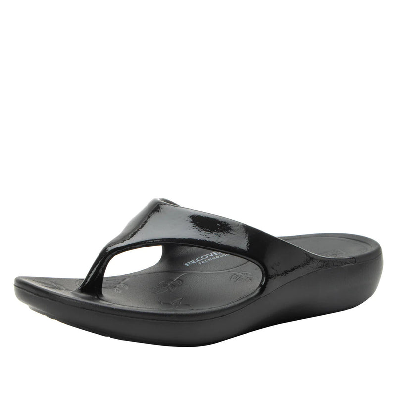 Load image into Gallery viewer, Alegria Womens Ode Flip Flop Thongs Summer Slip On - Black Gloss
