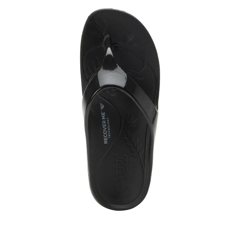 Load image into Gallery viewer, Alegria Womens Ode Flip Flop Thongs Summer Slip On - Black Gloss
