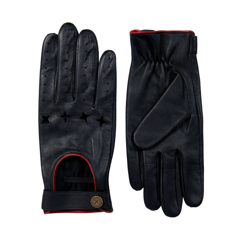 Load image into Gallery viewer, Dents Mens Suited Racer Touchscreen Leather Driving Gloves w/ Wristwatch Cut-Out
