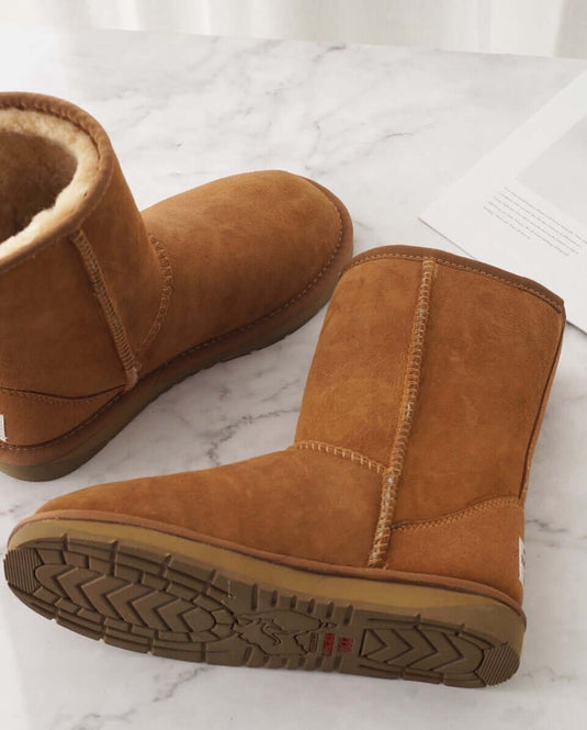100% Australian Sheepskin UGG 3/4 Boots Moccasins Slippers Shoes Classic - Chestnut | Adventureco