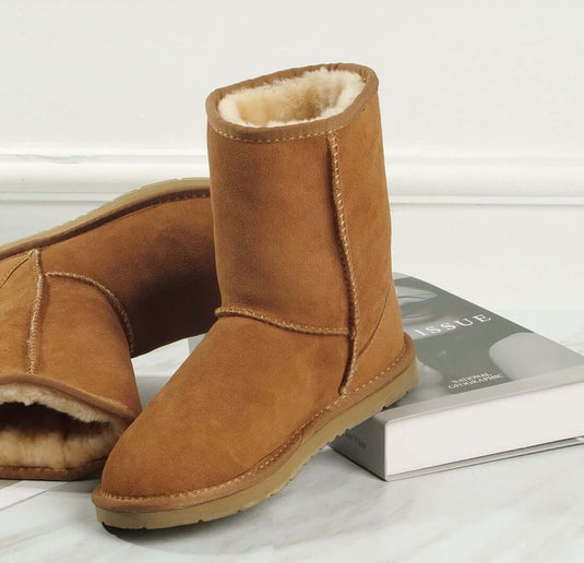 100% Australian Sheepskin UGG 3/4 Boots Moccasins Slippers Shoes Classic - Chestnut