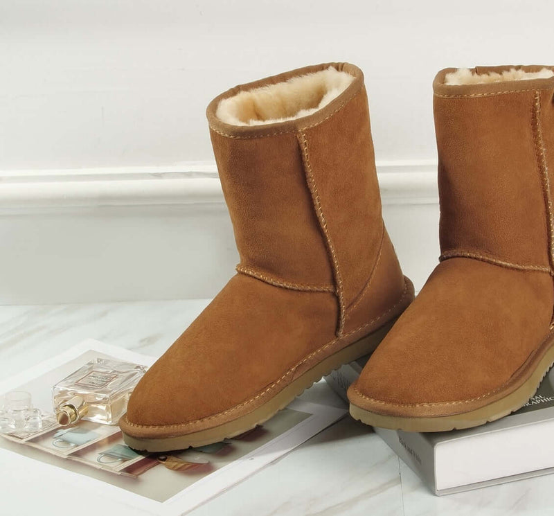 Load image into Gallery viewer, 100% Australian Sheepskin UGG 3/4 Boots Moccasins Slippers Shoes Classic - Chestnut

