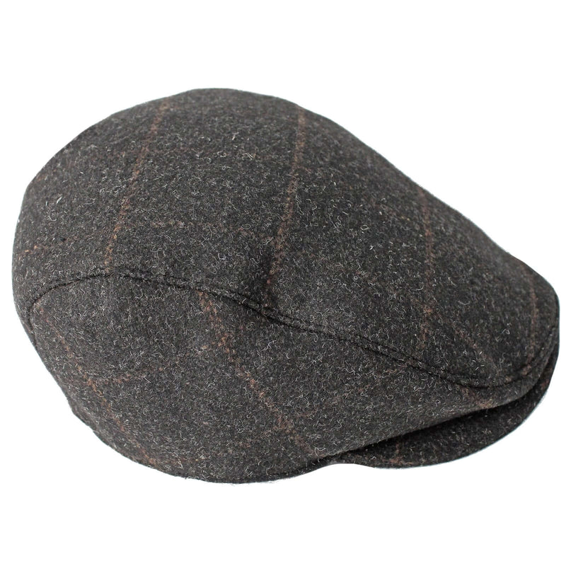 Load image into Gallery viewer, DENTS Tweed Flat Cap Wool Ivy Hat Driving Cabbie Quilted - Black
